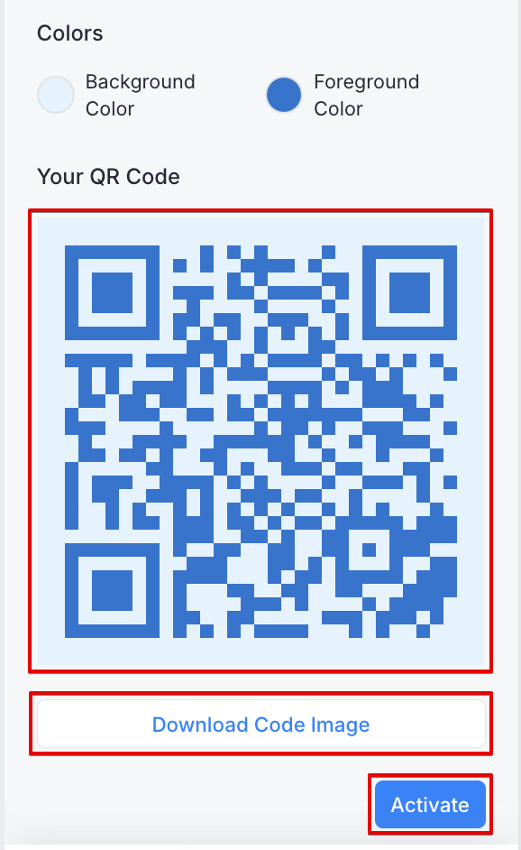 A qr code on a screen

Description automatically generated