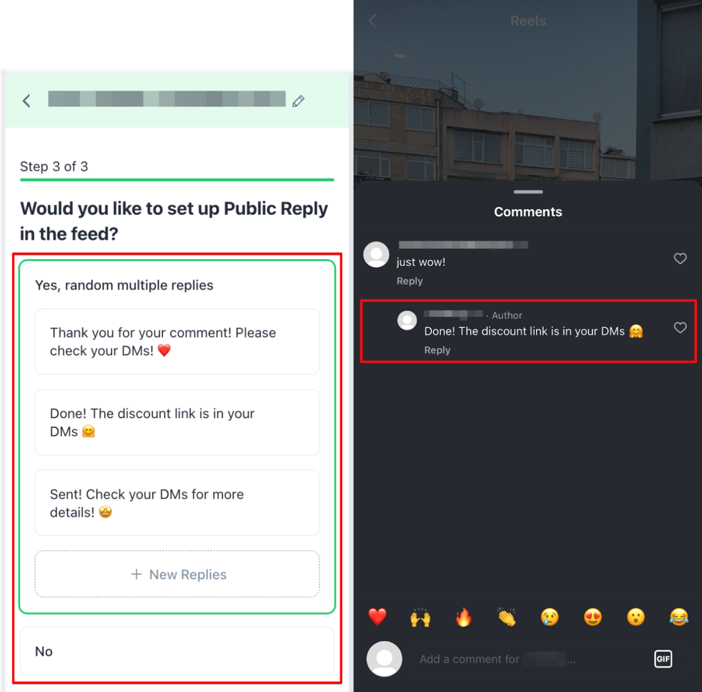 How to configure public auto-replies for comments on your posts or reels